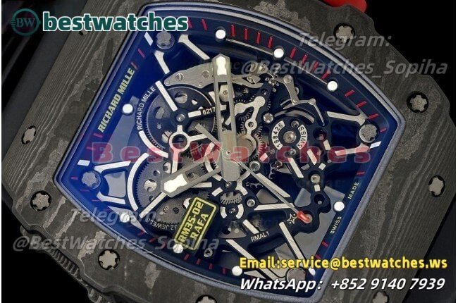 RM35-01 44.5mm Skeleton NTPT Dial on Black Strap APSF RMUL3 Super Clone
